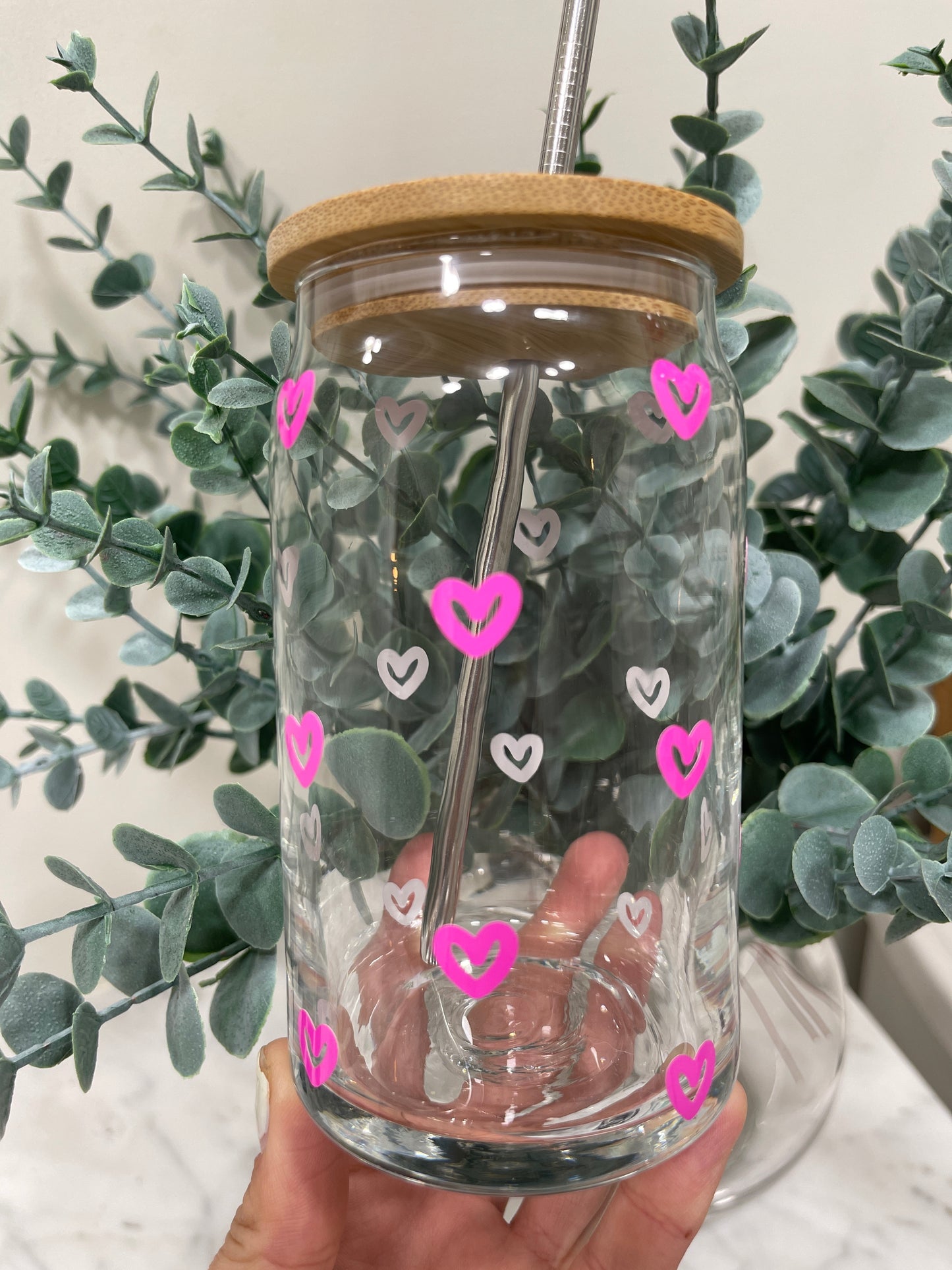 Color Changing Hearts Beer Can Glass